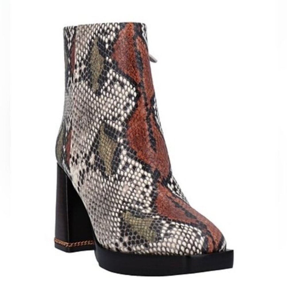 Tory Burch Ruby Python-Embossed Ankle Boots Size … - image 2